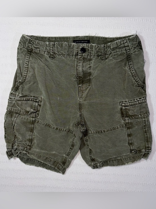 Lucky Brand Other - Lucky Brand Mens Y2K Distressed Utility Cargo Shorts Size 30 Green Baggy